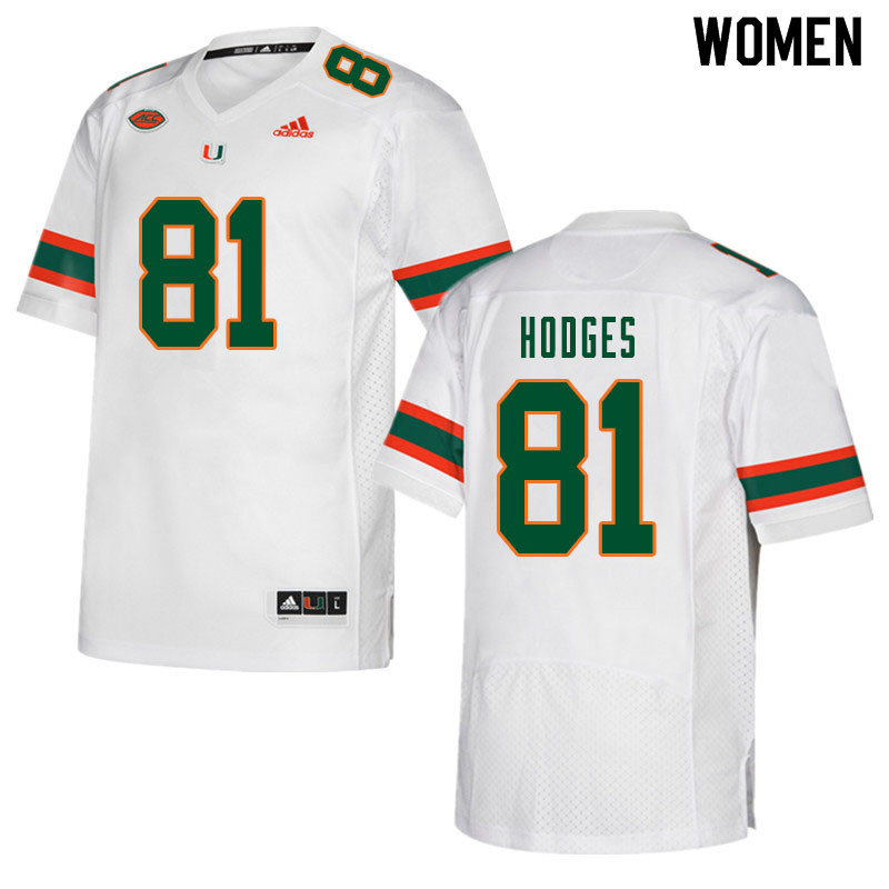 Women #81 Larry Hodges Miami Hurricanes College Football Jerseys Sale-White